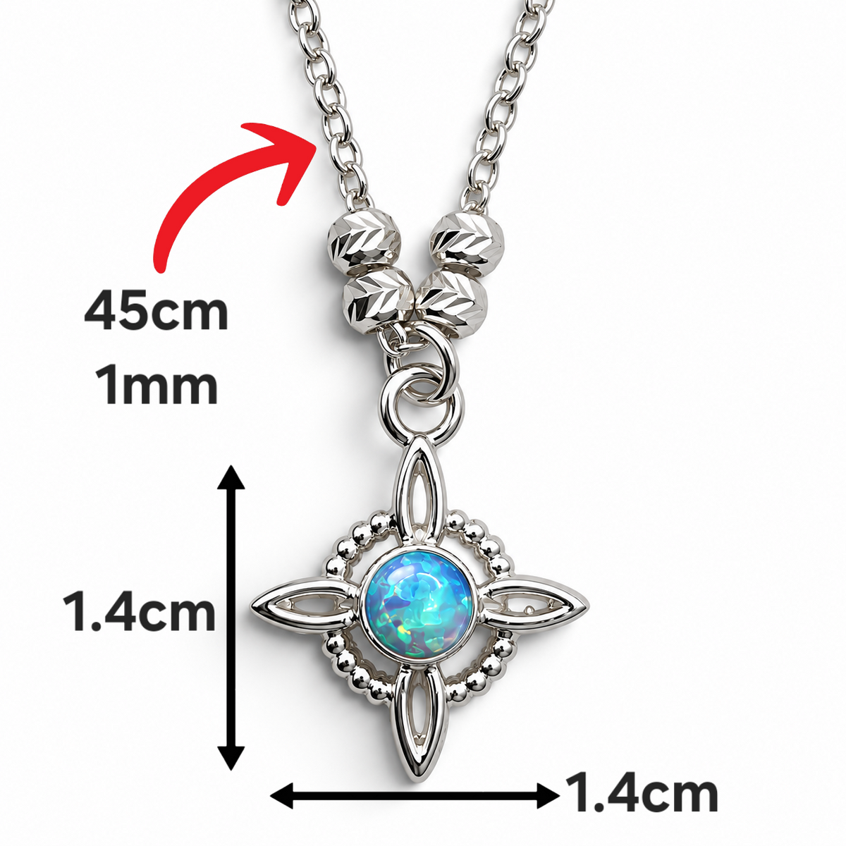Collar Nudo de Bruja Opalo Chico Plata Ley 925