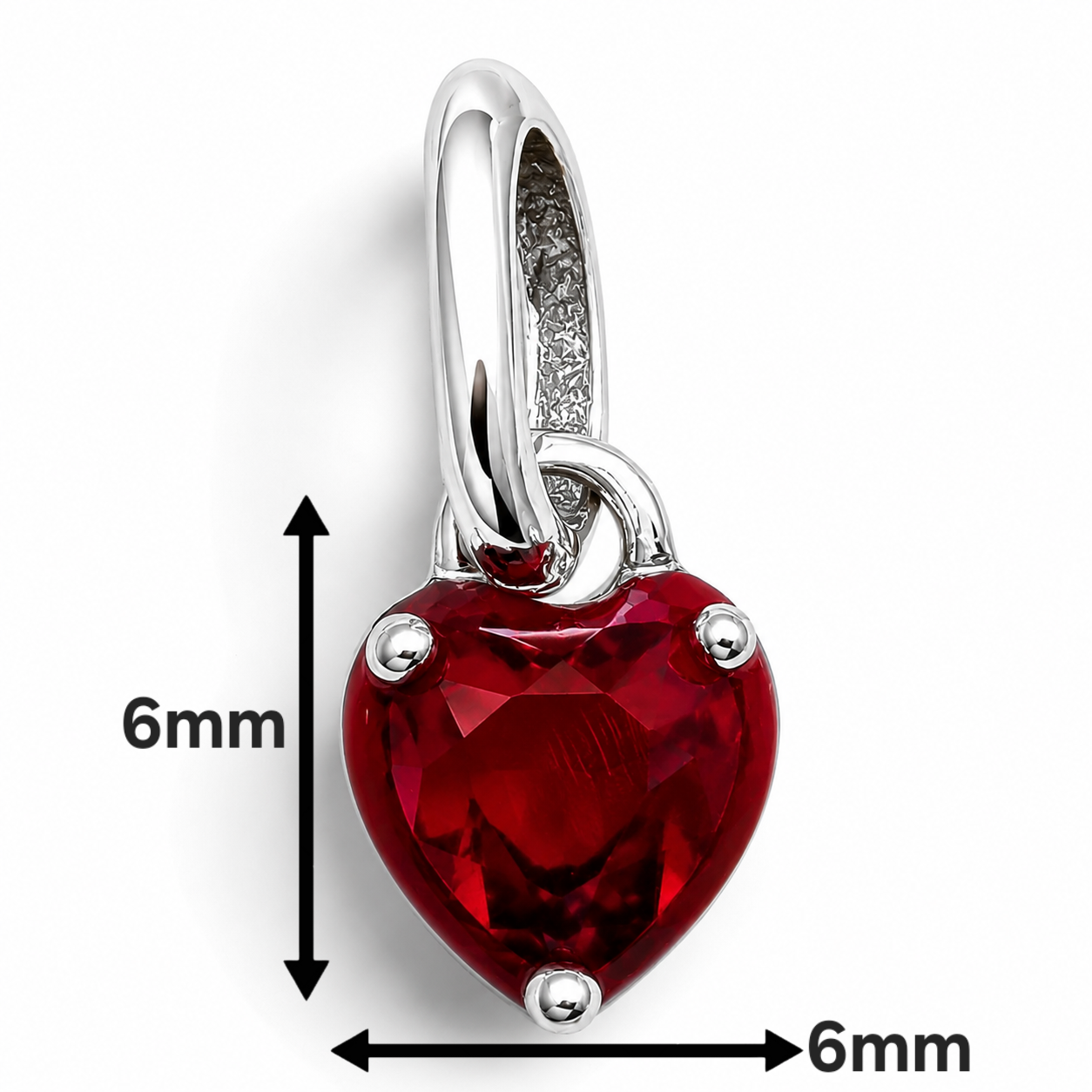 Charm Corazon Rojo Plata Ley 925