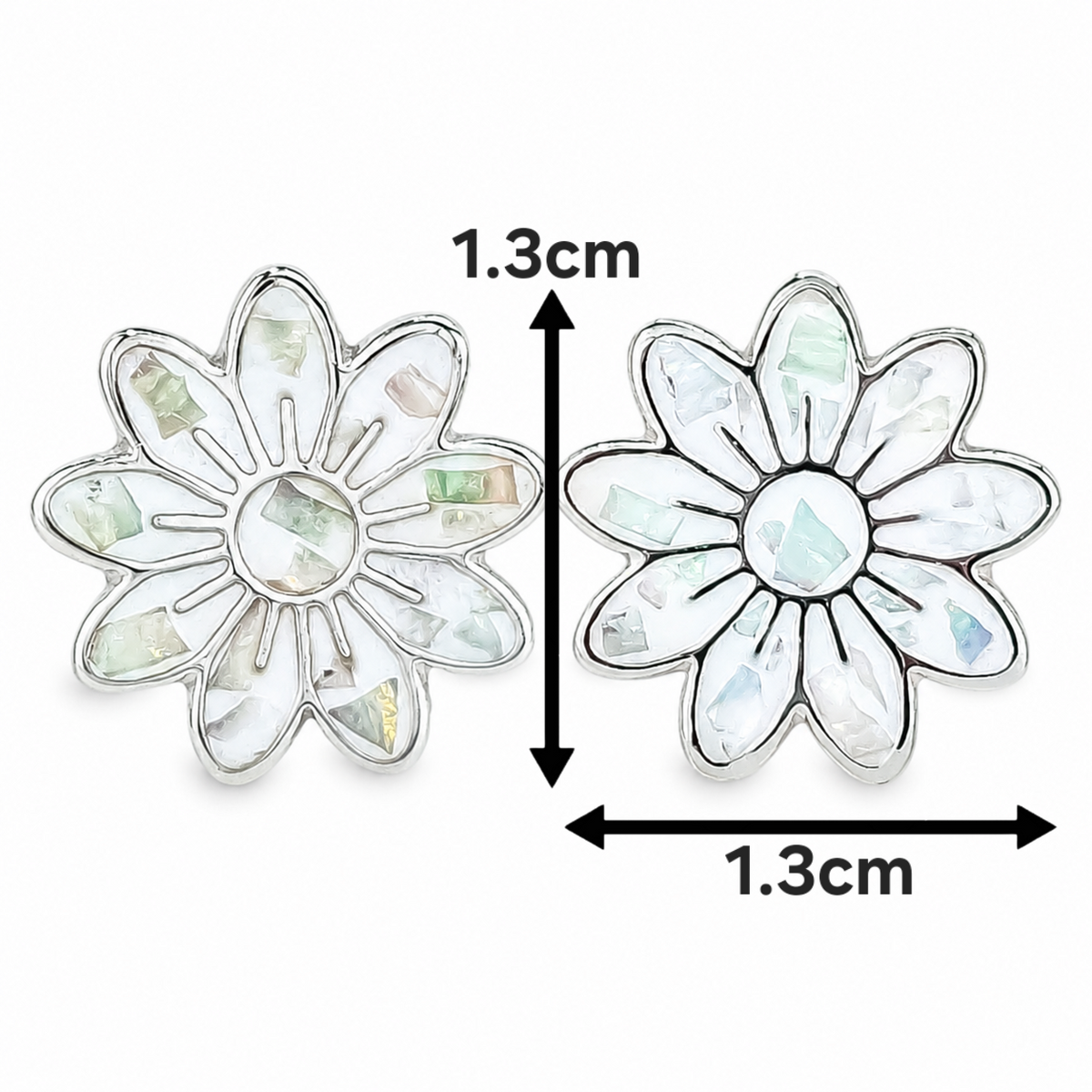 Set Flor Blanca Grande Plata Ley 925