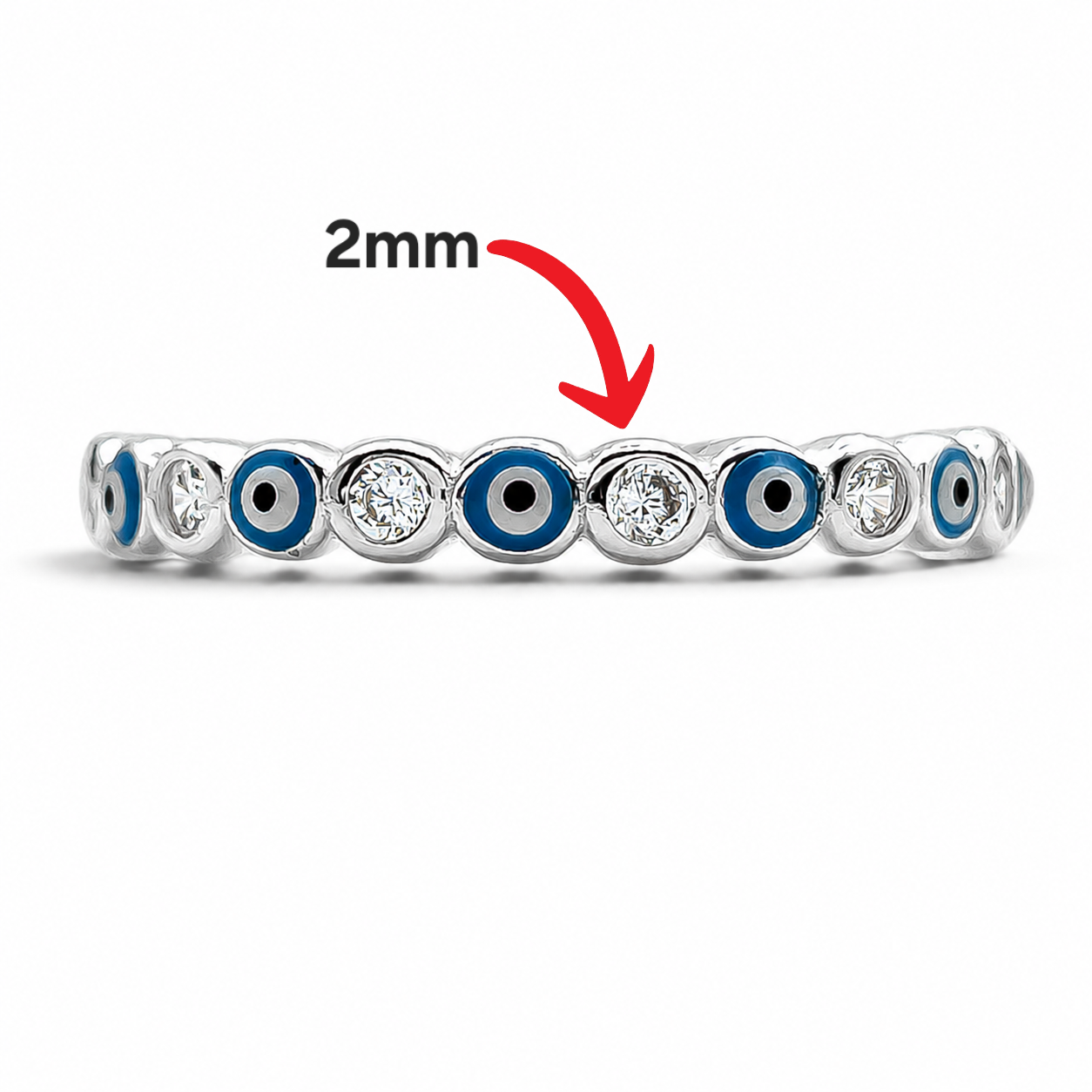 Anillo Ojitos Azules Plata Ley 925