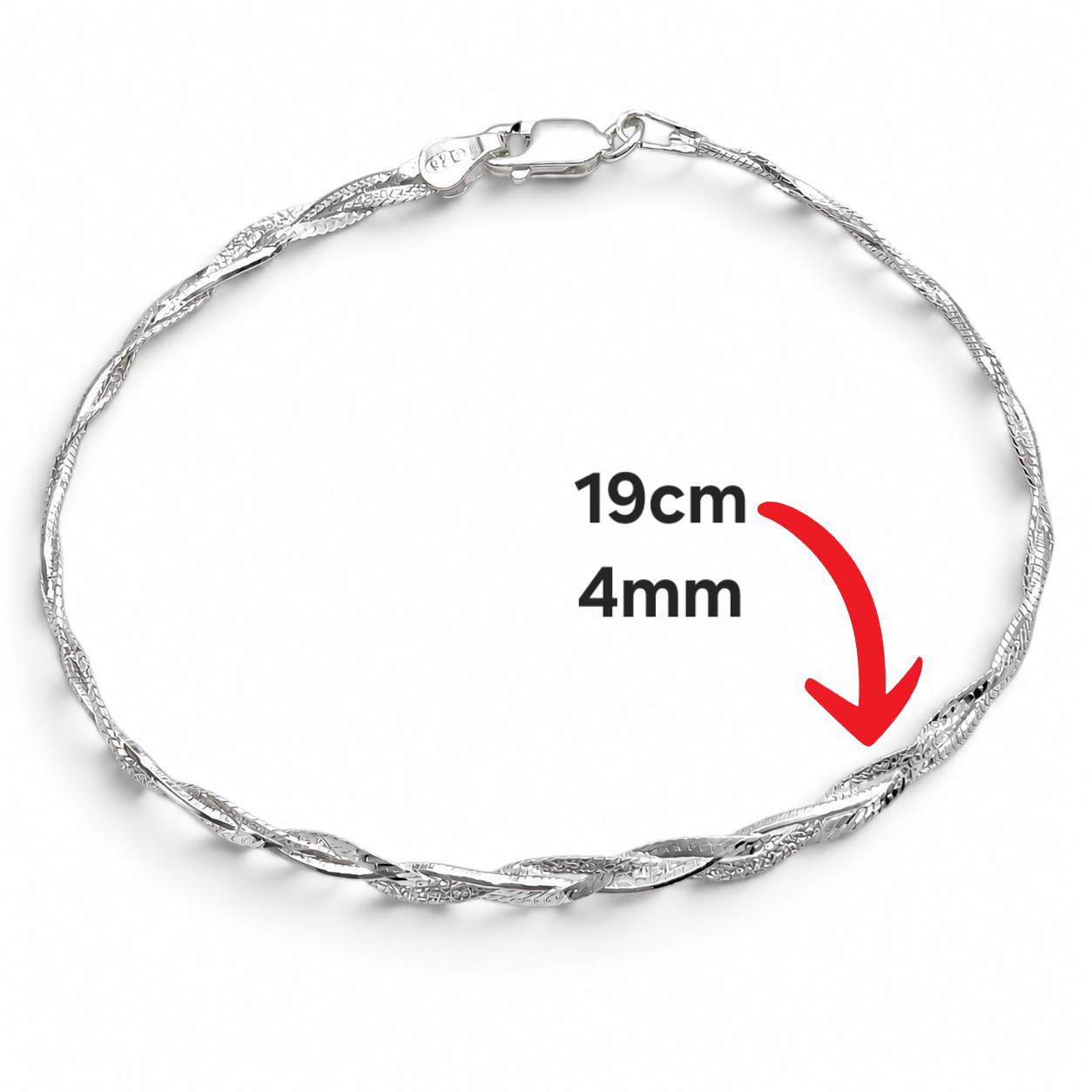 Pulsera Trenzada Plata Ley 925