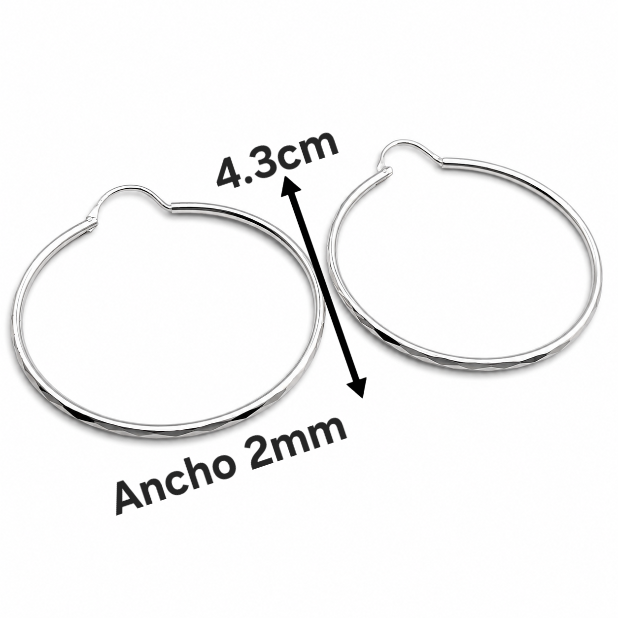 Arracada Facetada Plata Ley 925