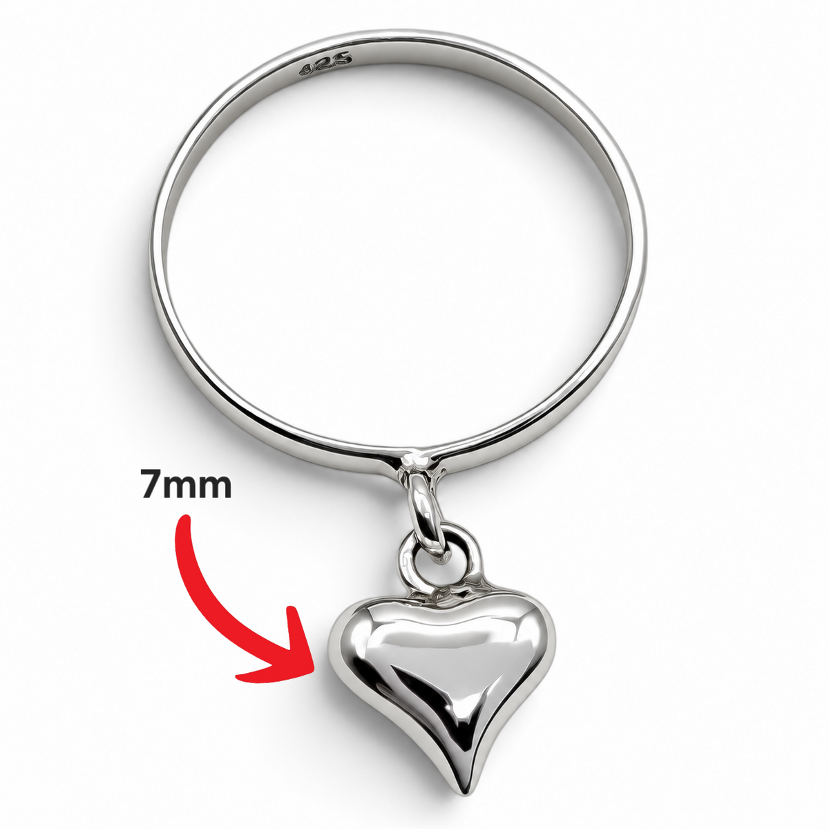 Anillo Corazon Colgante Plata Ley 925