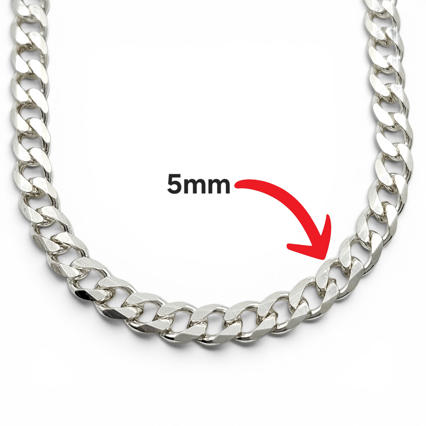 Cadena Cubana Lisa 5mm Plata Ley 925