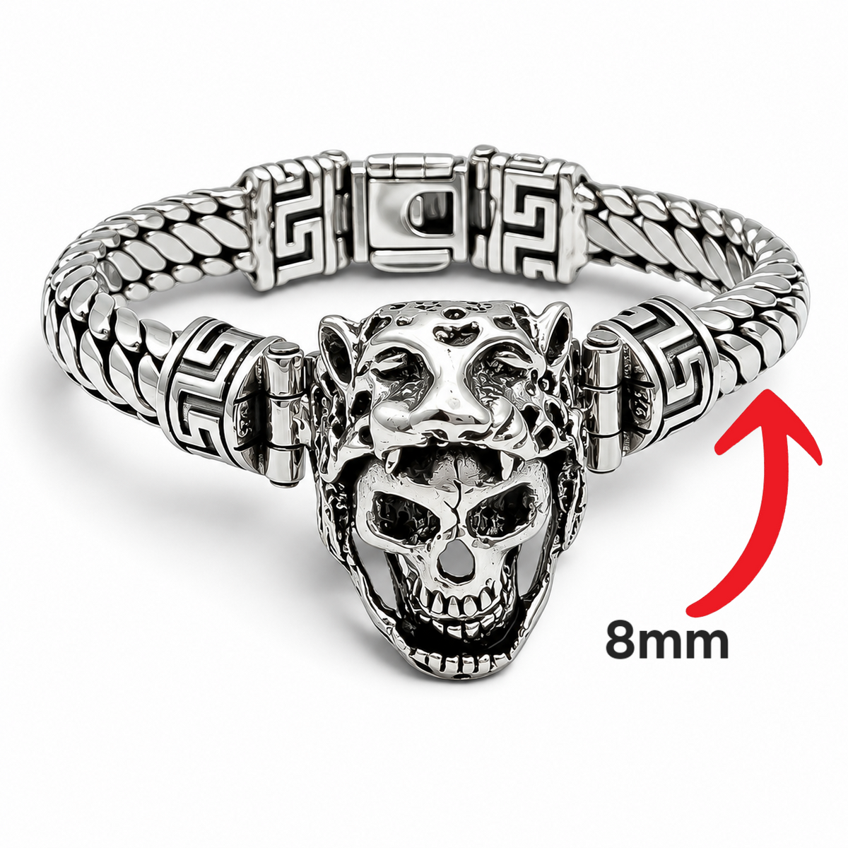 Pulso Azteca Jaguar 8mm Plata Ley 925