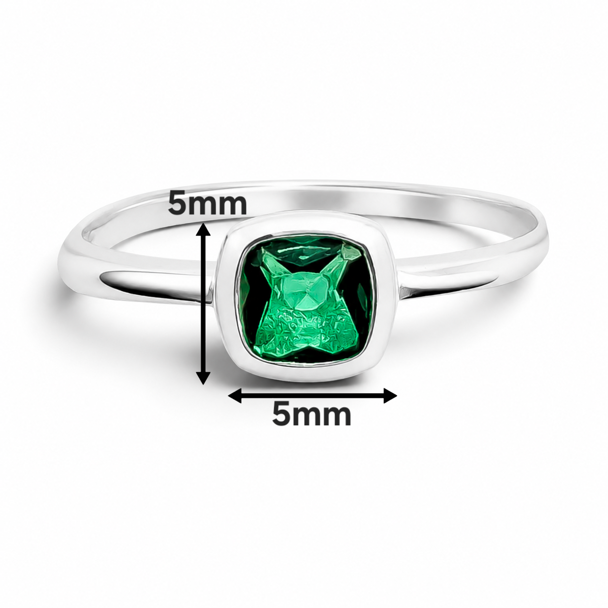 Anillo Zirconia Verde Plata Ley 925