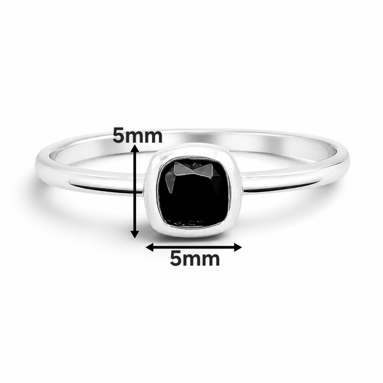 Anillo Zirconia Negra Plata Ley 925