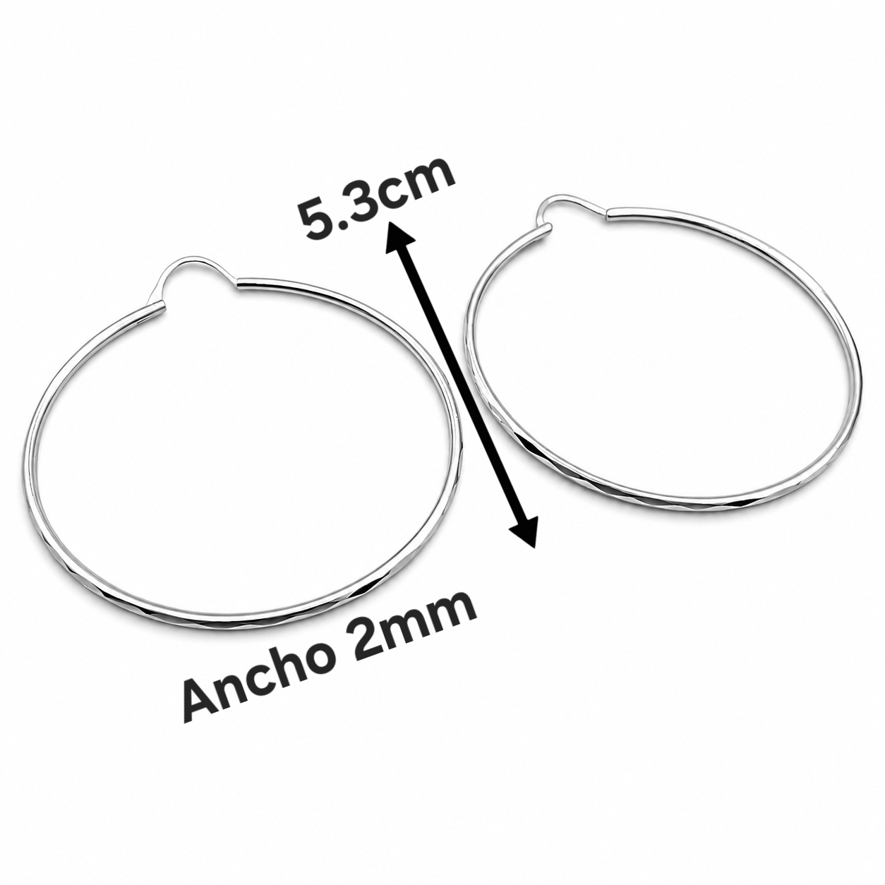 Arracada Facetada Jumbo Plata Ley 925