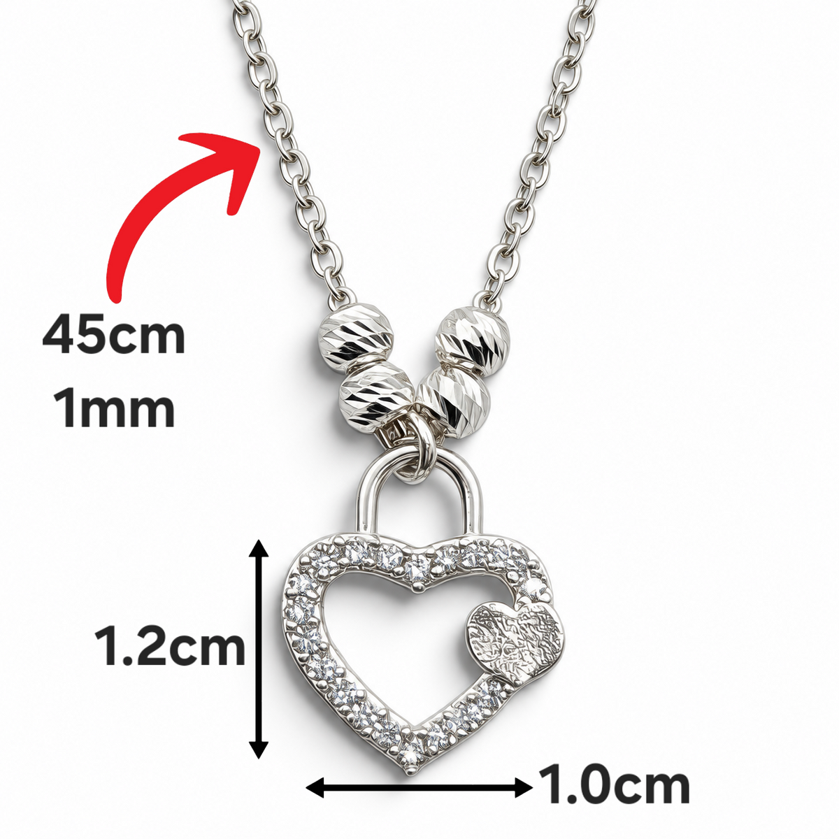 Collar Corazon Zirconia Plata Ley 925