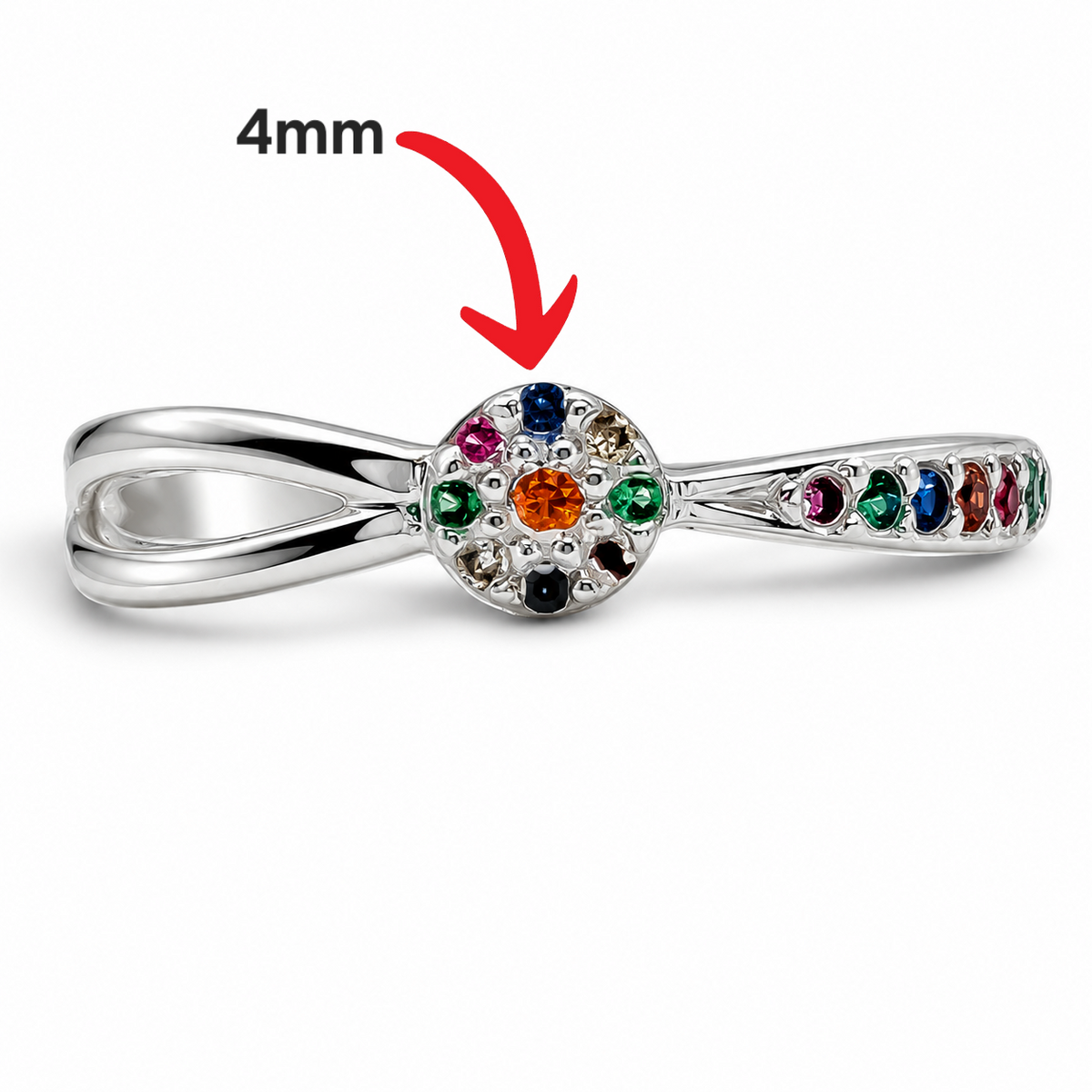 Anillo Flor Multicolor Plata Ley 925
