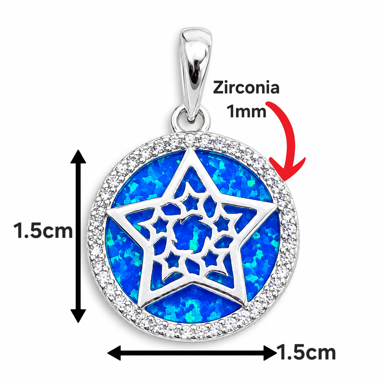 Dije Estrella Opalo Azul Plata Ley 925