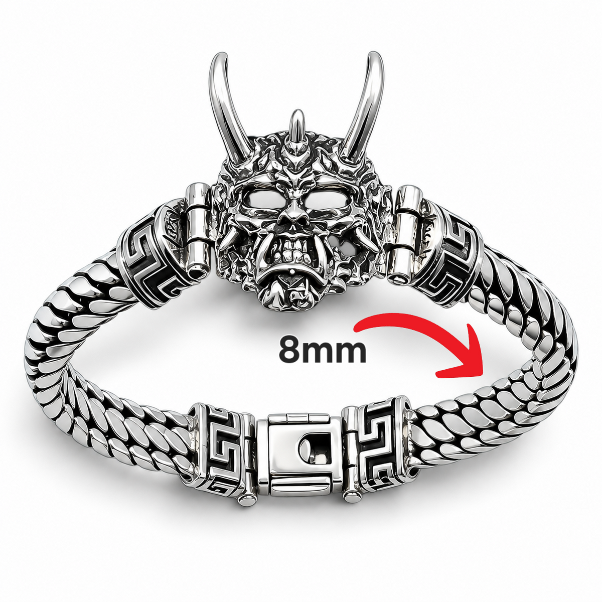 Pulso Demon 8mm Plata Ley 925