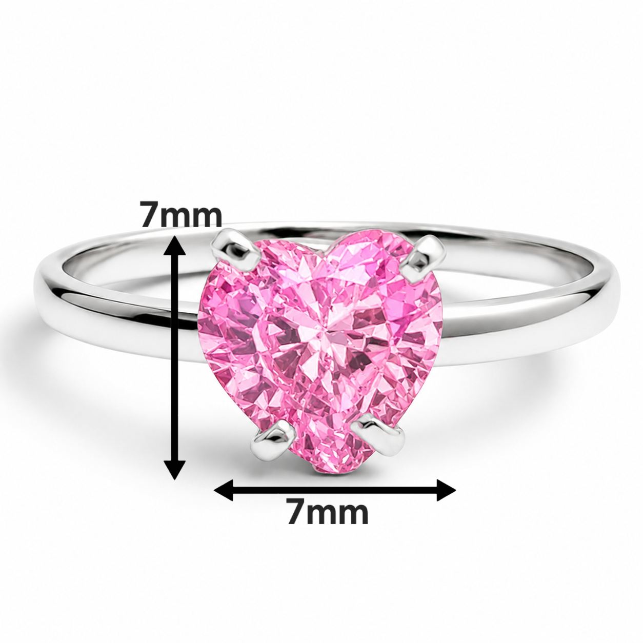 Anillo Solitario Rosa Corazon