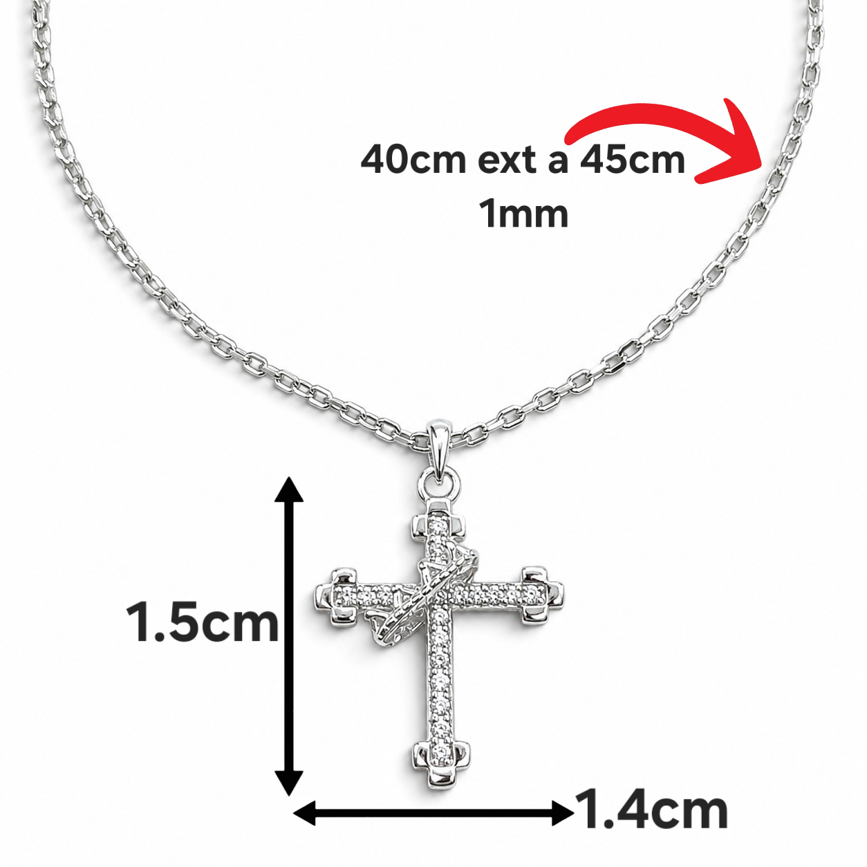 Collar Cruz Zirconia Plata Ley 925