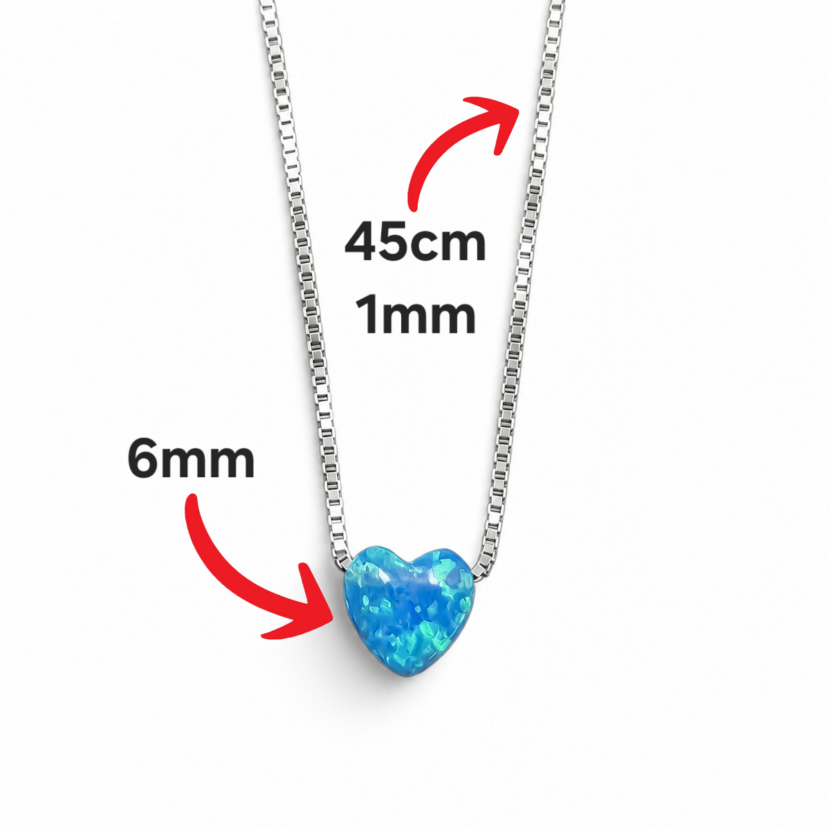 Collar Corazon Opalo Chico Plata Ley 925