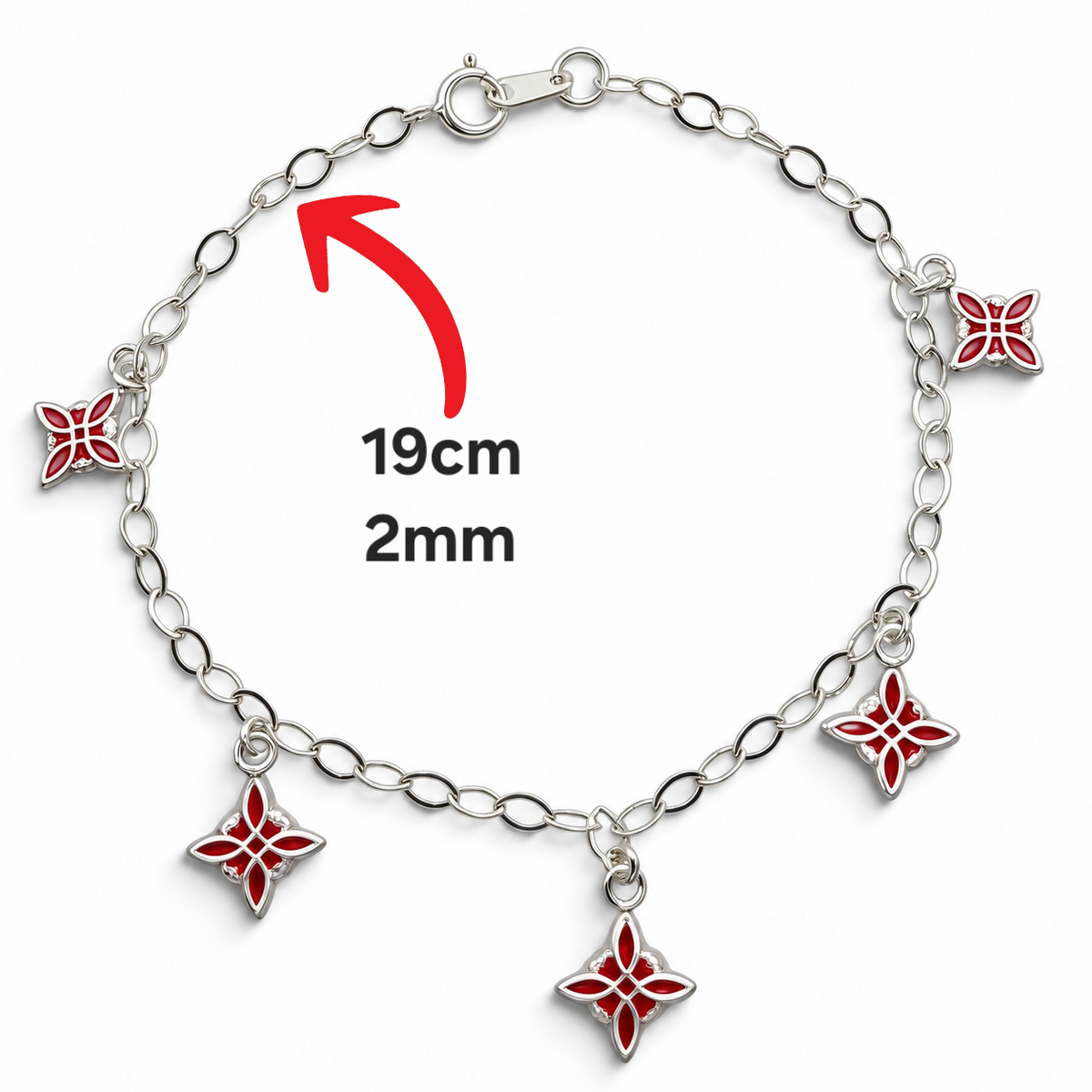 Pulsera Nudo de Bruja Rojo Plata Ley 925
