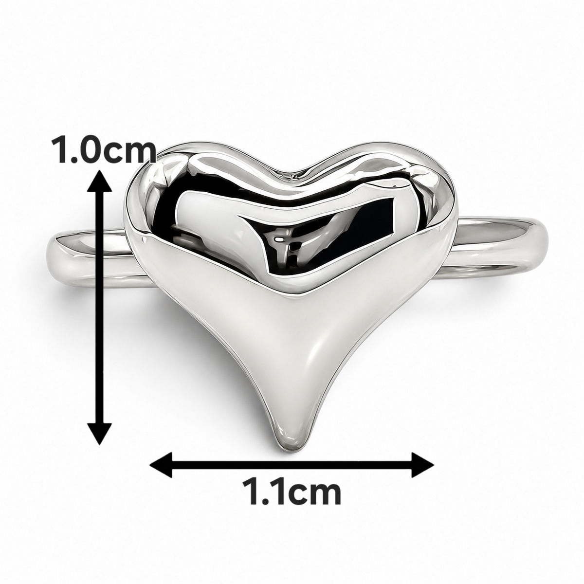 Anillo Corazon Liso Plata Ley 925