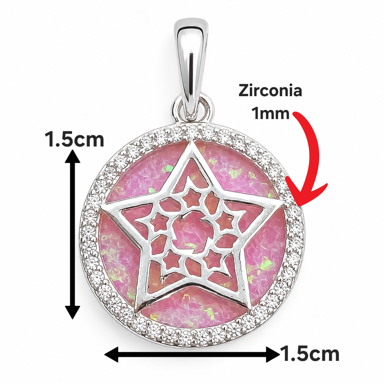 Dije Estrella Opalo Rosa Plata Ley 925