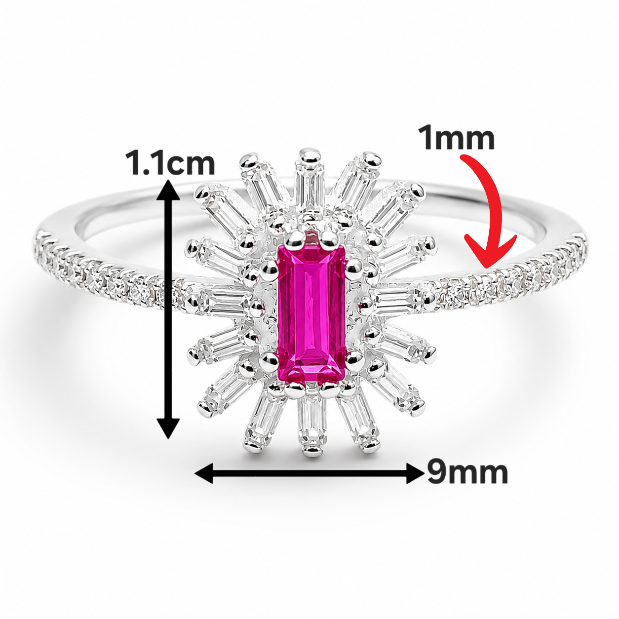 Anillo Flor Fiusha Zirconia