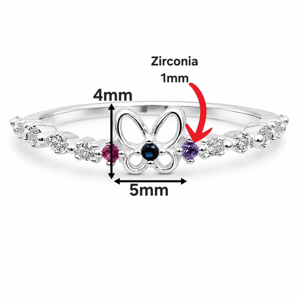 Anillo Mariposita Multicolor Plata Ley 925