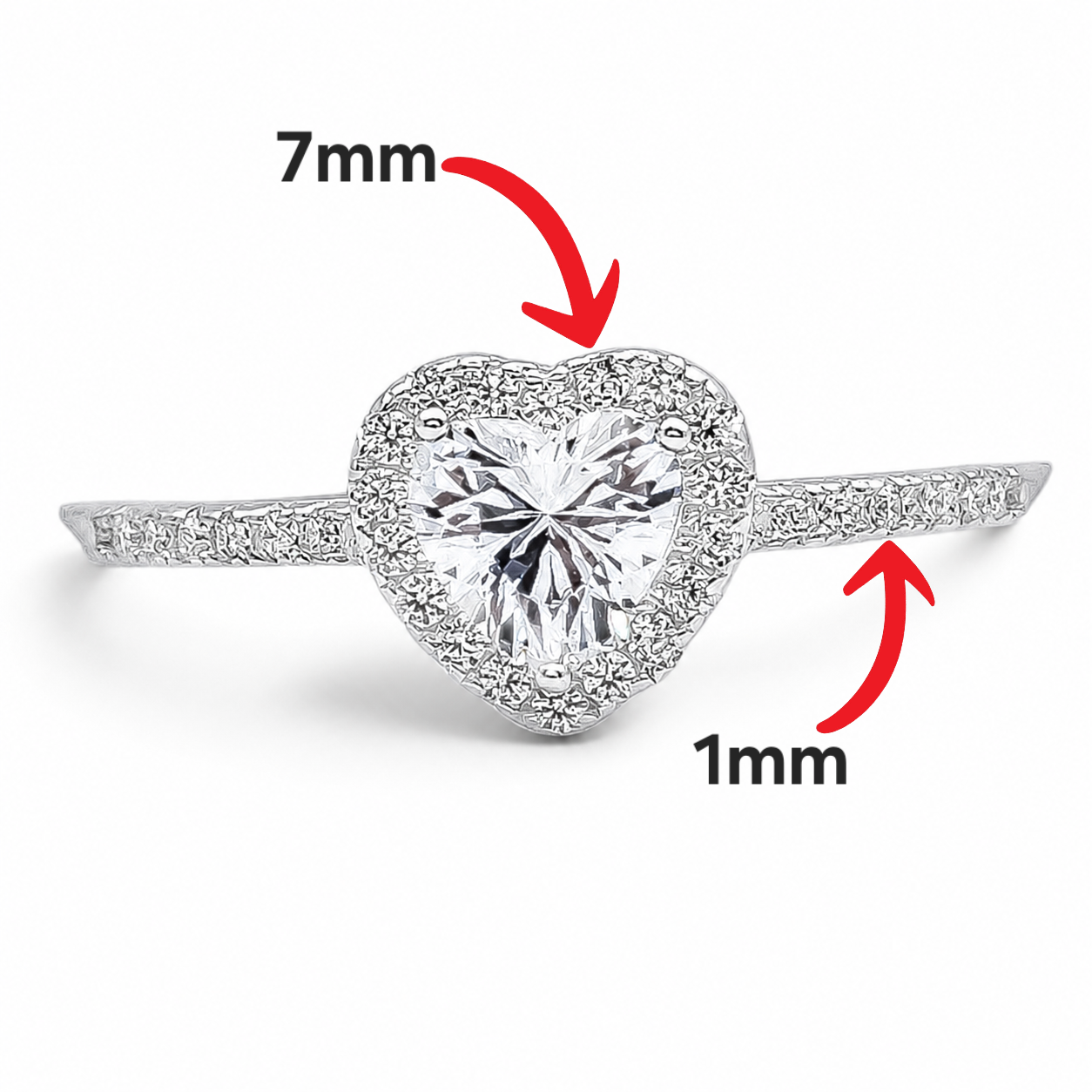 Anillo Corazon Zirconia Blanca Plata Ley 925