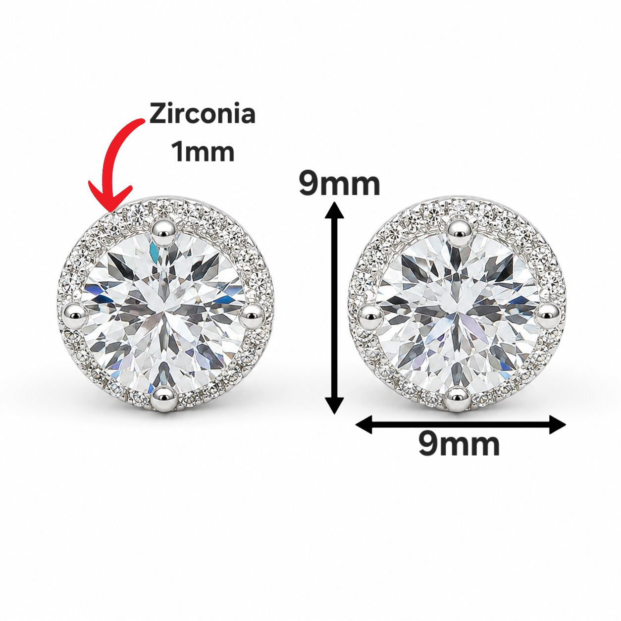 Arete Redondo Zirconia Plata Ley 925