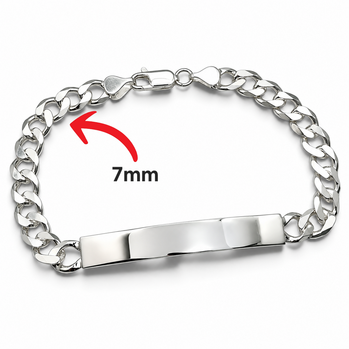 Esclava Cubana Lisa 7mm Plata Ley 925