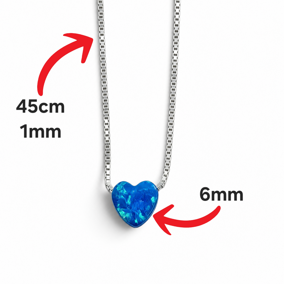 Collar Corazon Opalo Azul Chico Plata Ley 925