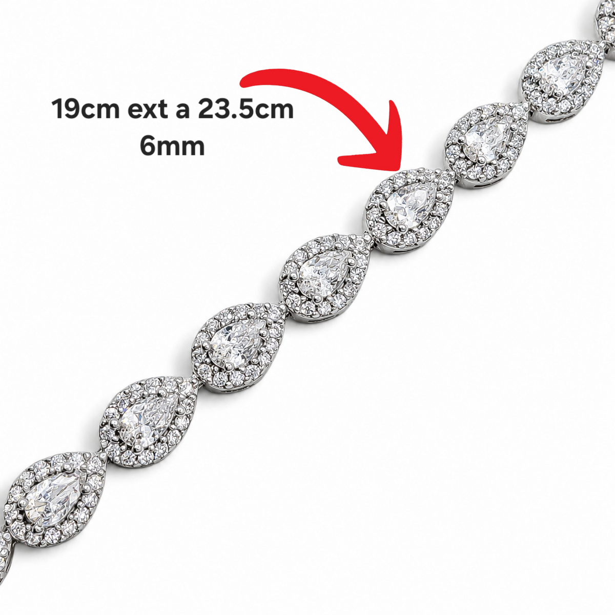 Pulsera Zirconias Blancas Plata Ley 925