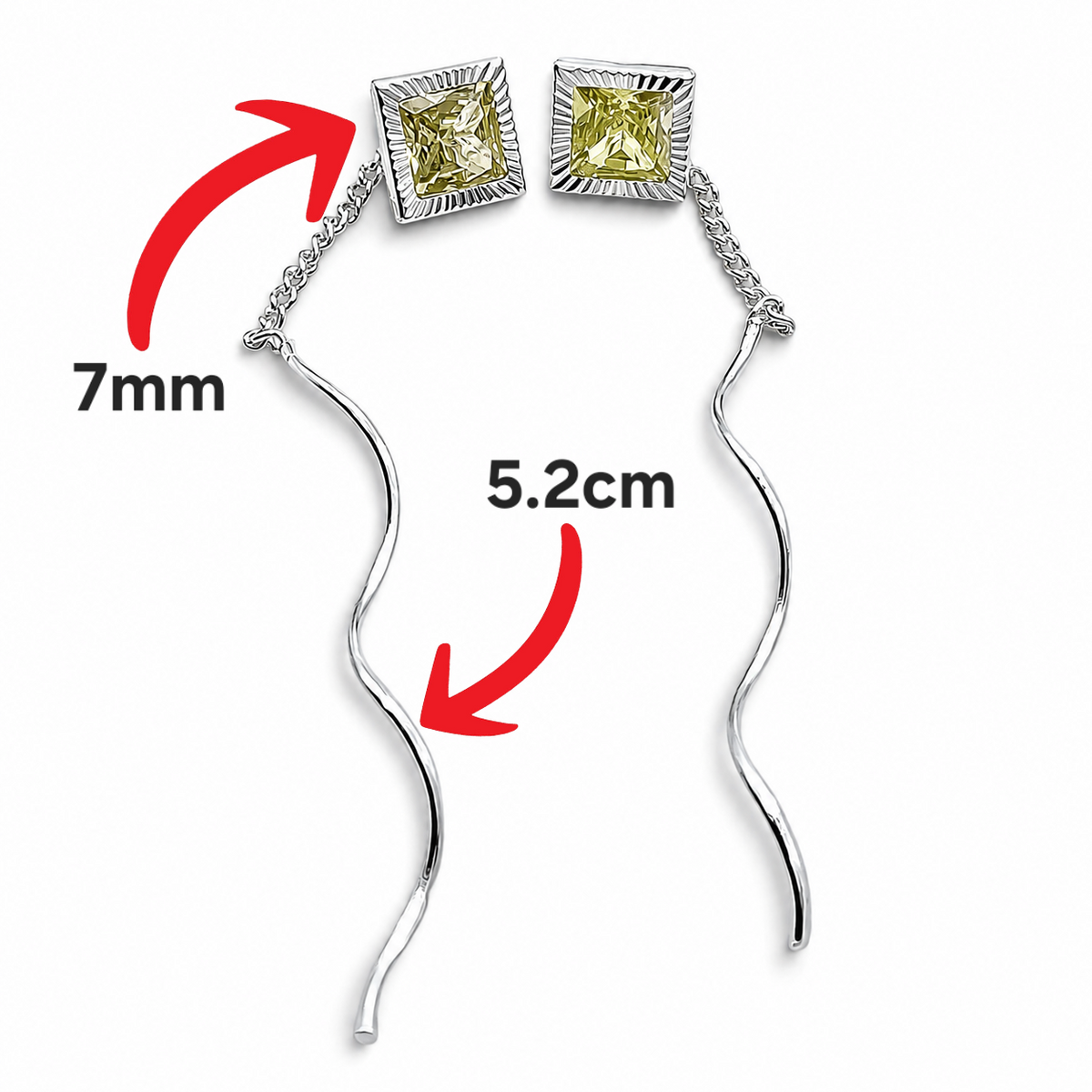 Arete Largo Cuadro Lima Plata Ley 925
