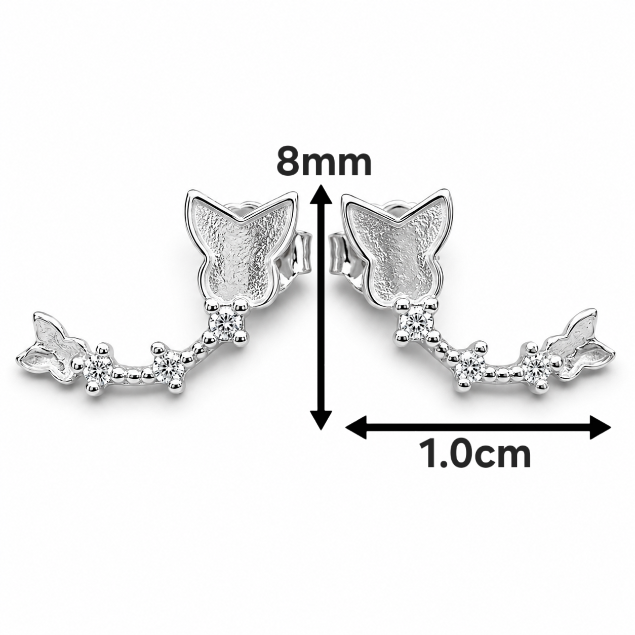 Arete Mariposas Plata Ley 925