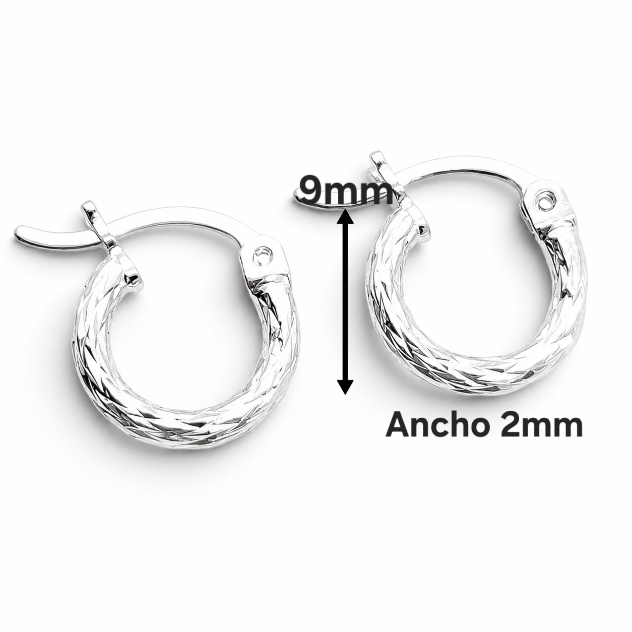 Arracada Mini Diamantada Plata Ley 925