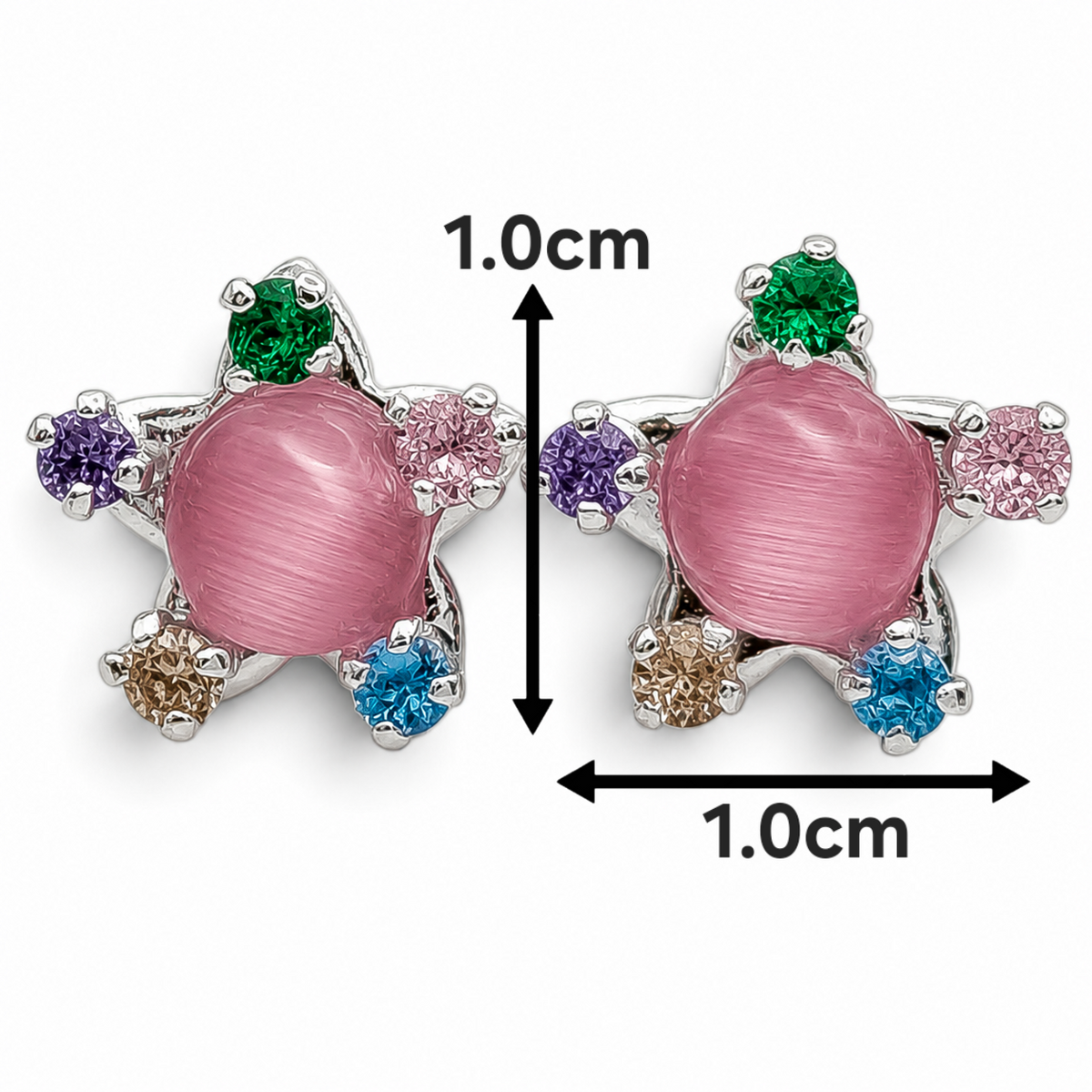 Broquel Estrella Rosa Multicolor Plata Ley 925