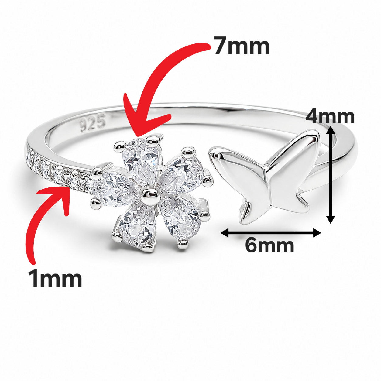 Anillo Zirconia Blanco Plata Ley 925
