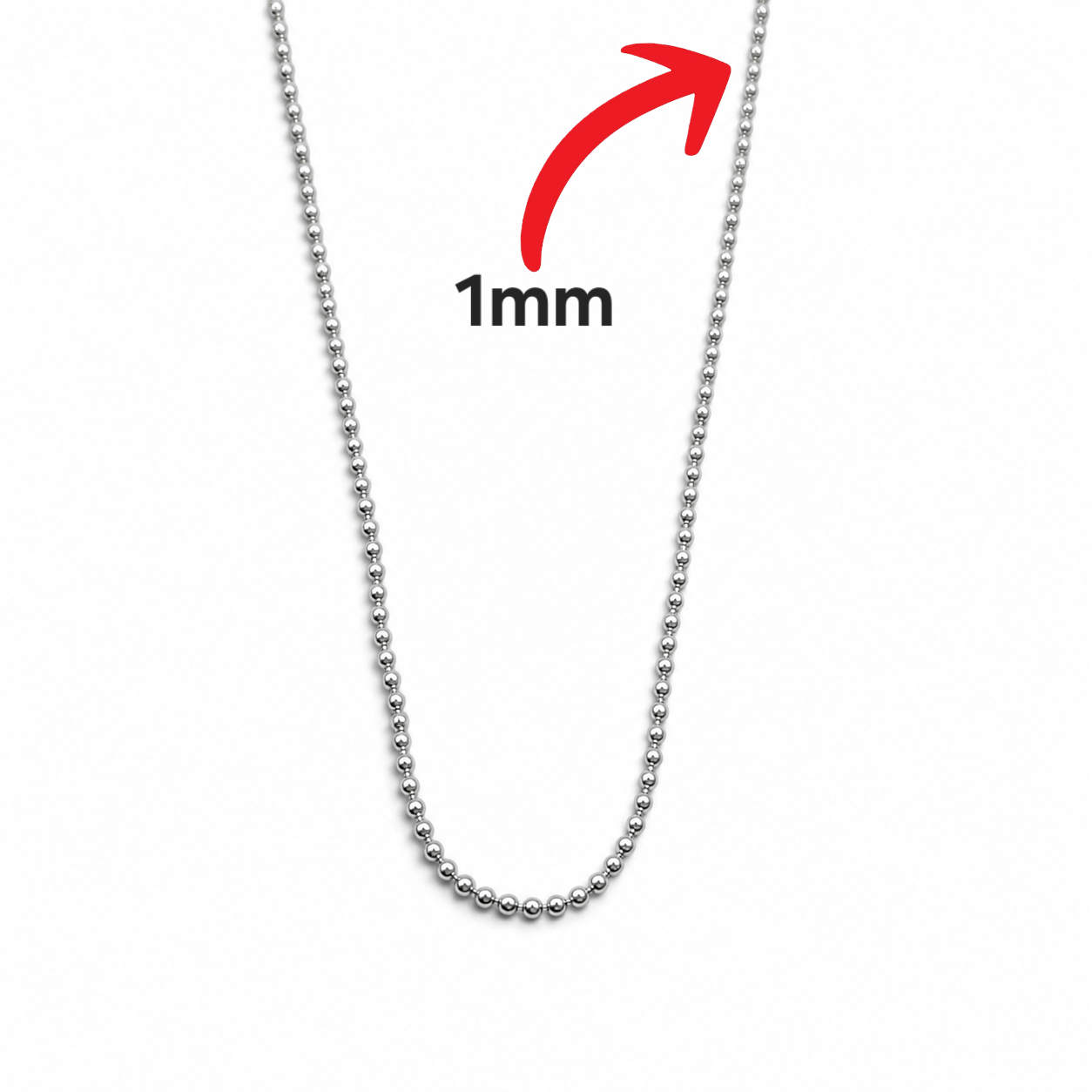 Cadena Bolitas 1mm Plata Ley 925