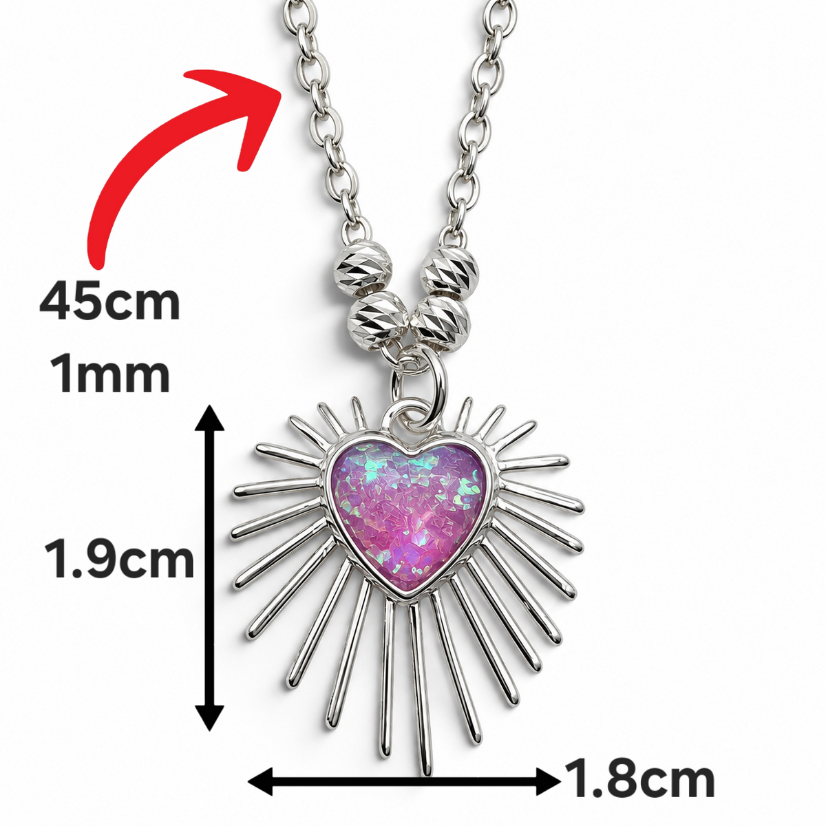 Collar Corazon Opalo Rosa Plata Ley 925