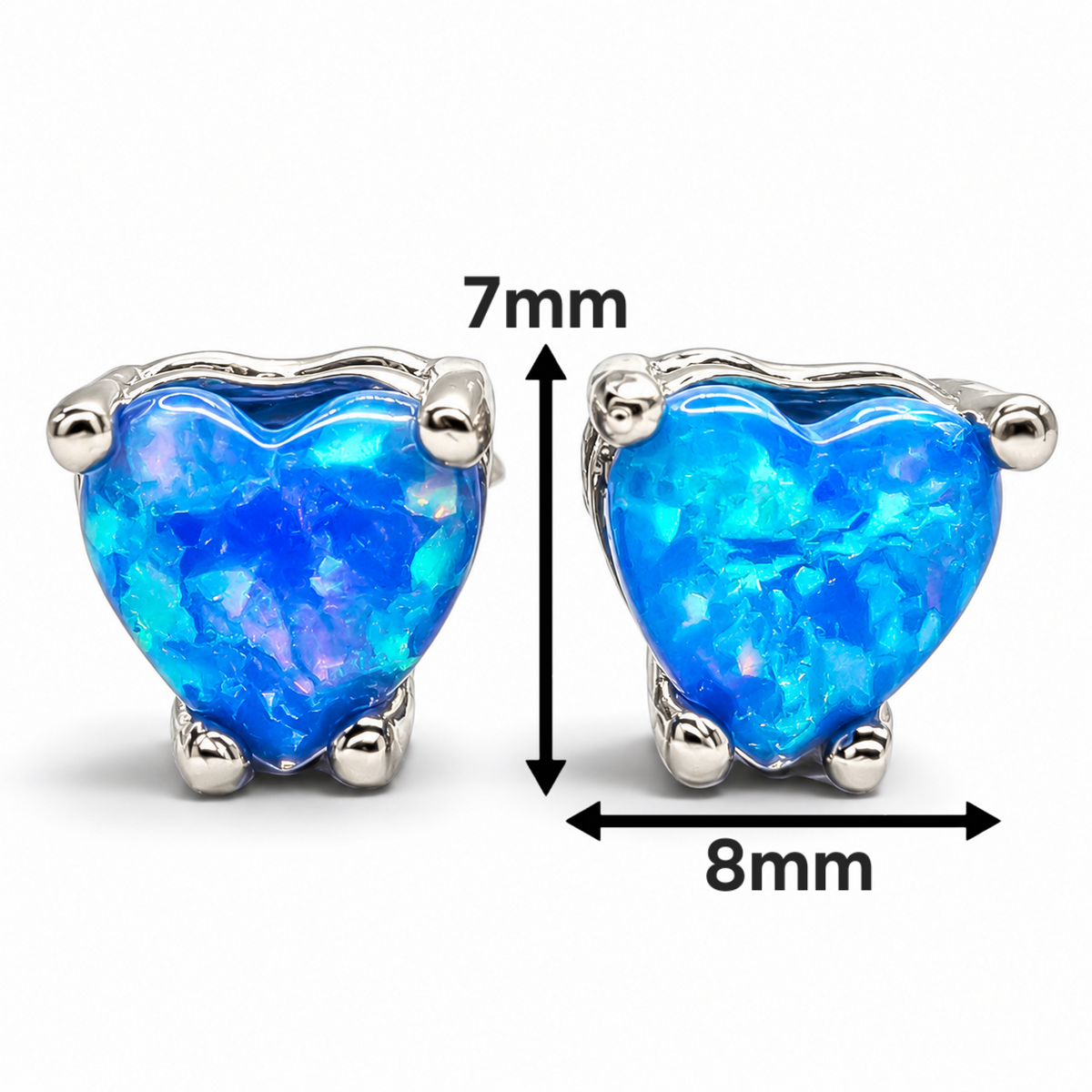 Arete Corazon Opalo Azul Plata Ley 925