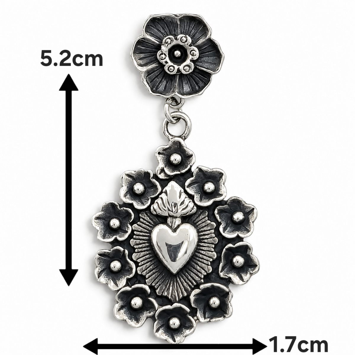 Dije Corazon Flores Plata Ley 925