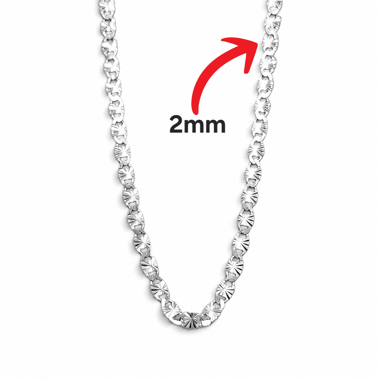 Cadena Diamantada 2mm Plata Ley 925