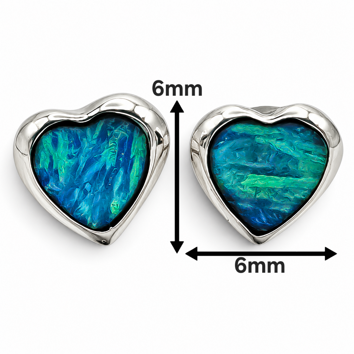 Arete Corazon Opalo Azulito Plata Ley 925