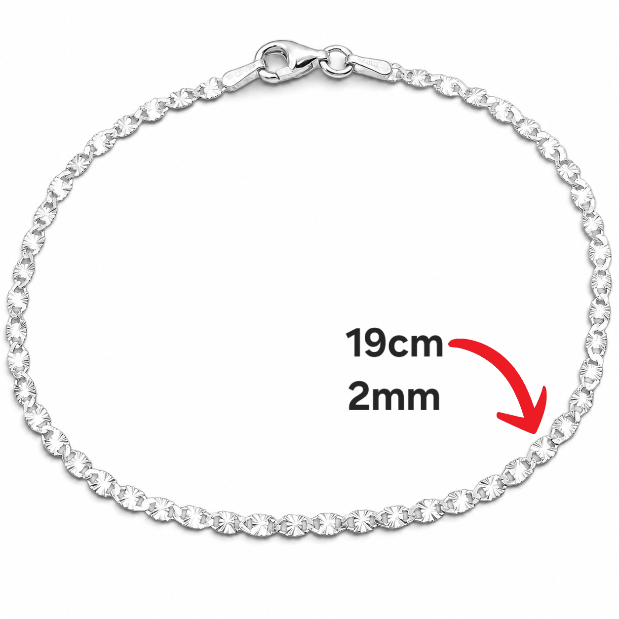 Pulsera Diamantada Plata Ley 925