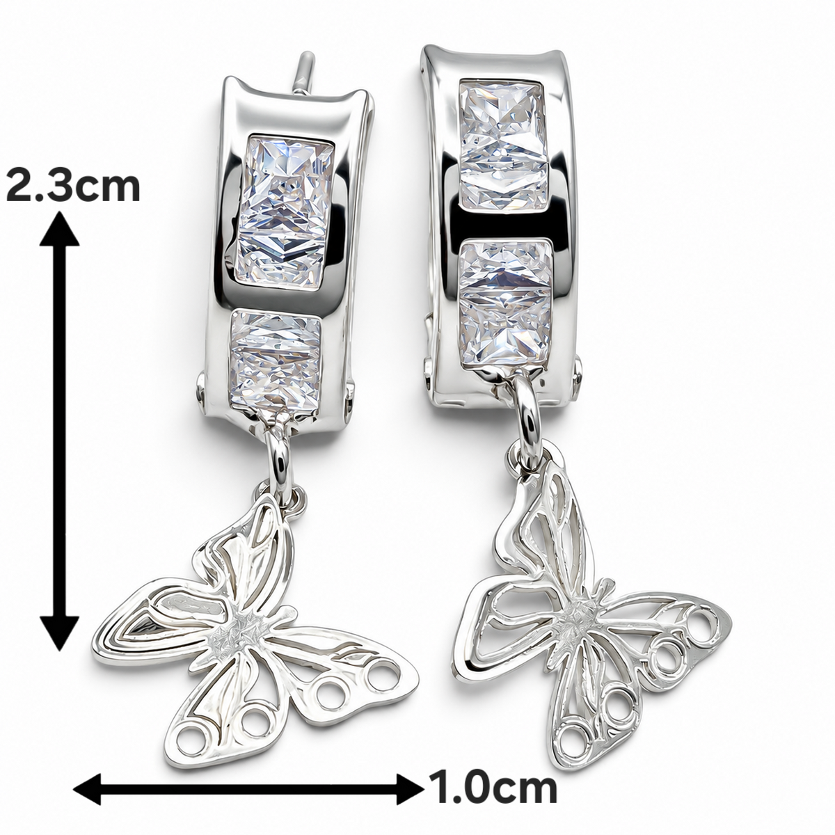 Hugguies Mariposa Plata Ley 925