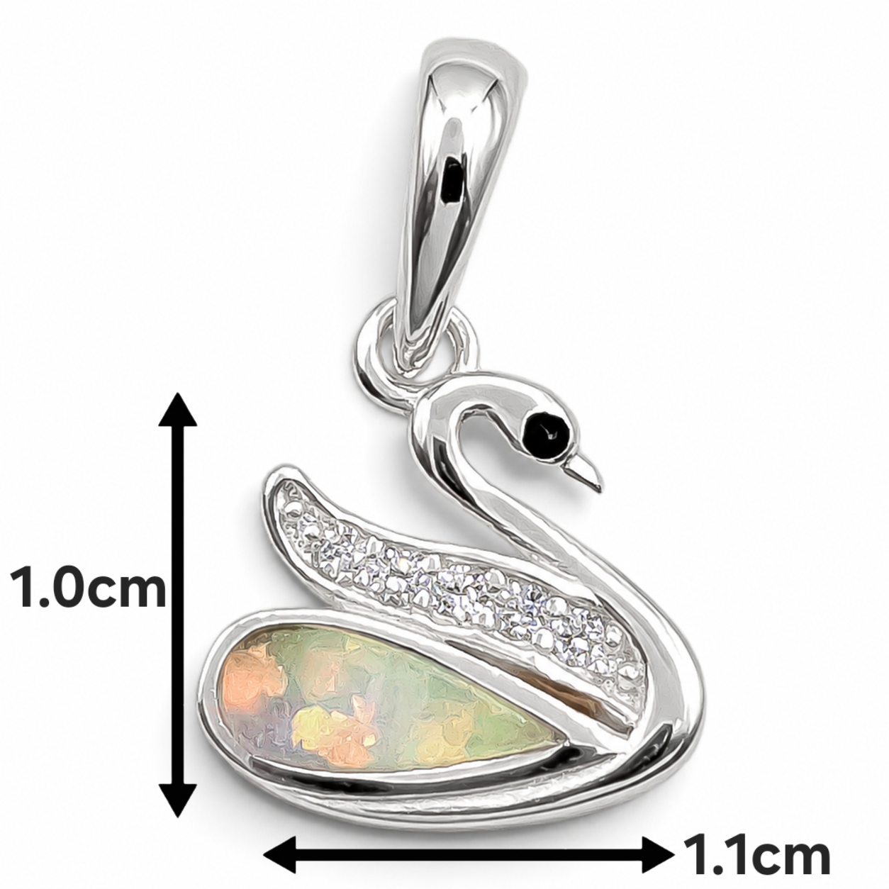 Dije Cisne Blanco Opalo Plata Ley 925