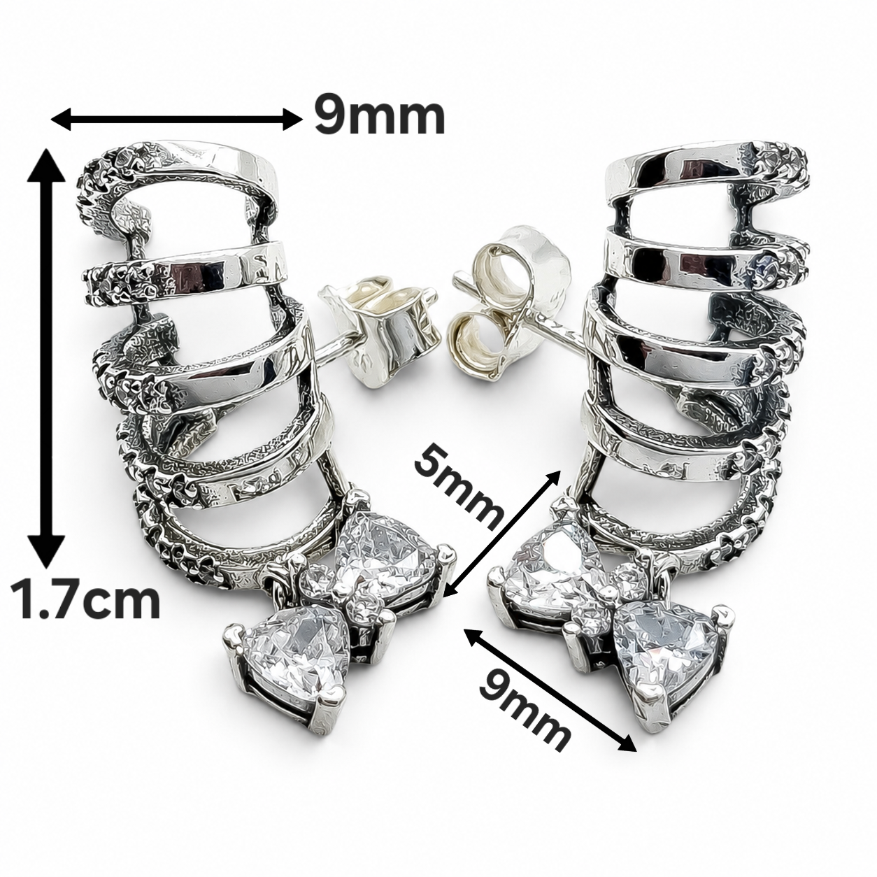 Arete Zirconia Pan Plata Ley 925