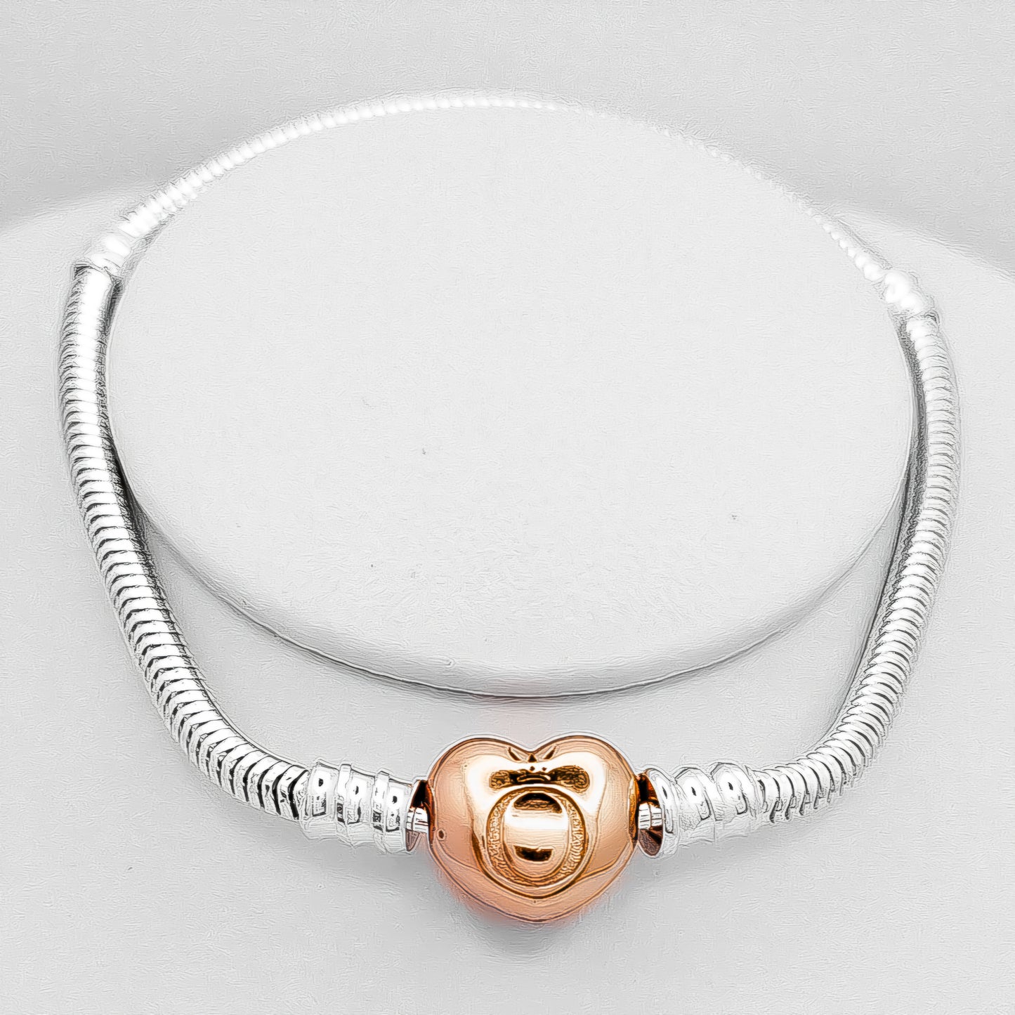 Pulsera Corazon En Plata Rosa