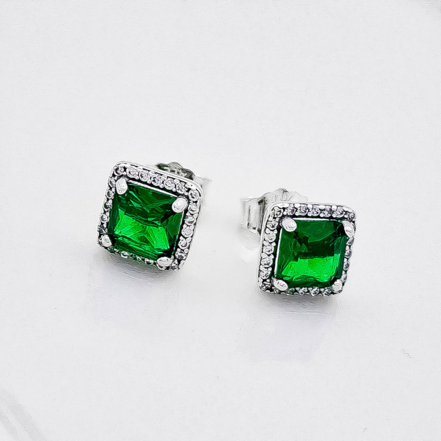 Arete Cuadro Verde Zirconia