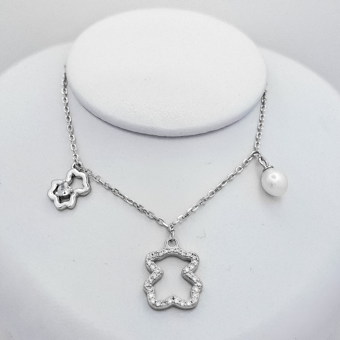 Pulsera Oso Zirconia Perla