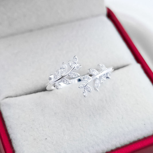 Anillo Hojitas Zirconia
