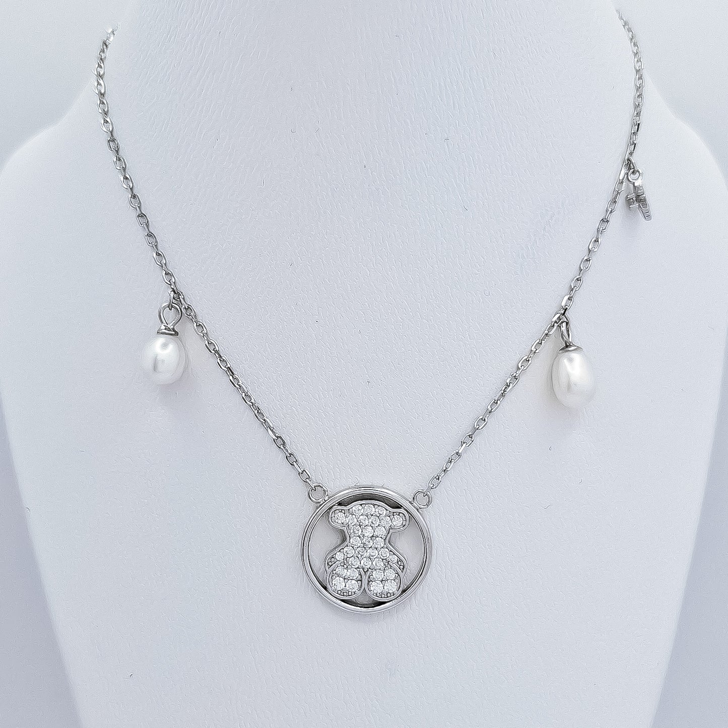 Collar Oso Zirconia Perla