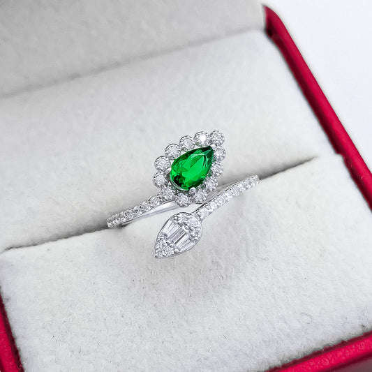 Anillo Zirconia Verde Ajustable